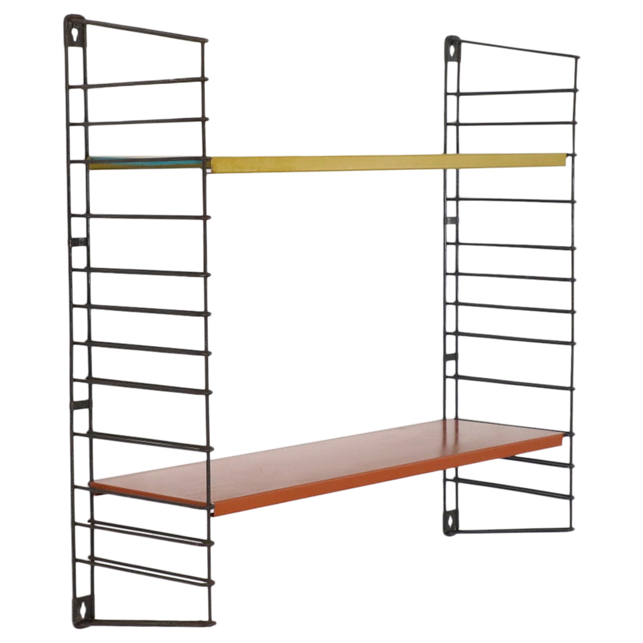 Estantería industrial de pared Tomado de una sola sección en naranja quemado y dorado en venta