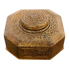 Tiffany Studios New York Zodiac Bronze Doré Tintenfass