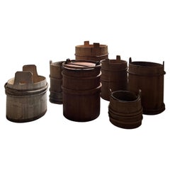 Colección de barriles de madera suecos del siglo XVIII