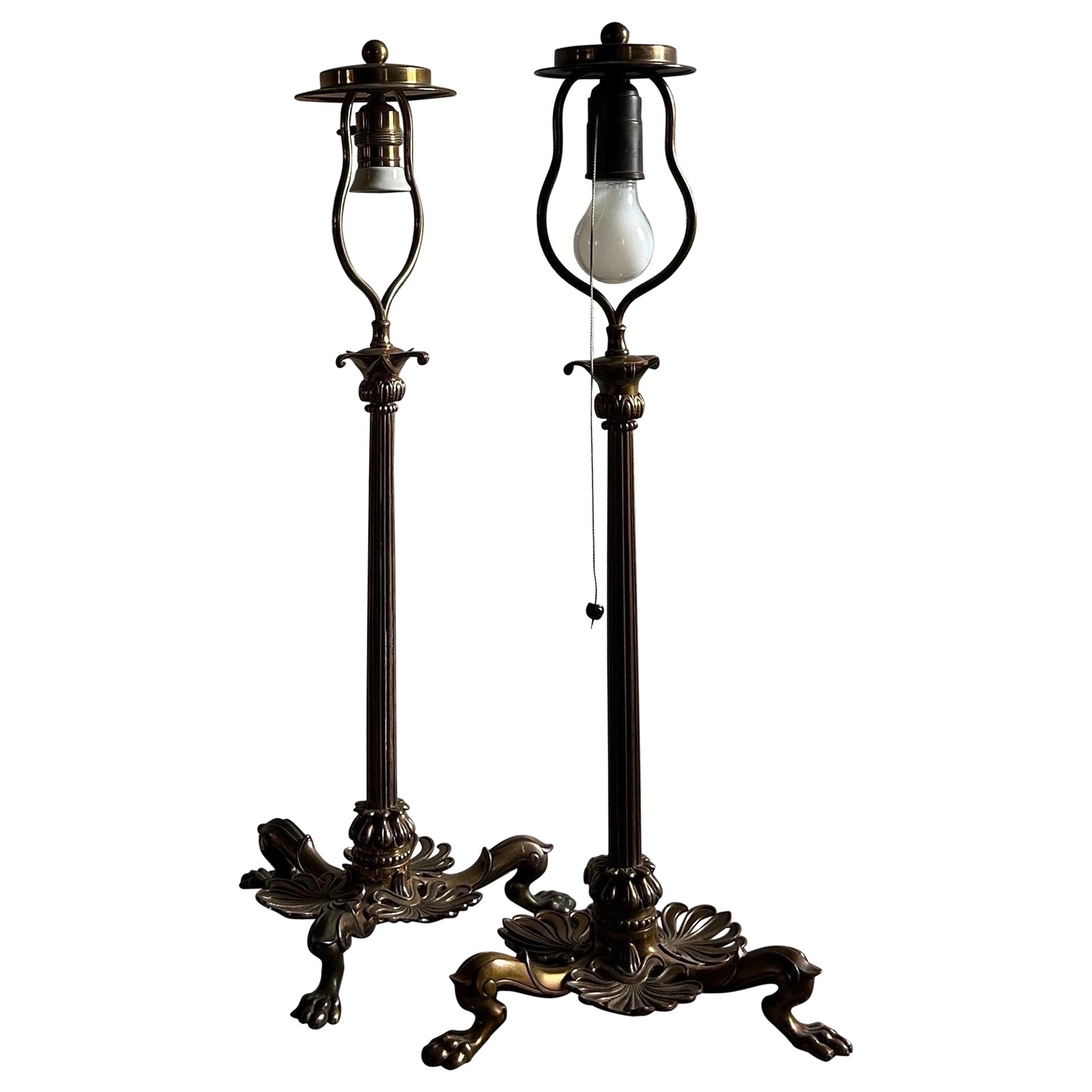 Seltenes und bedeutendes Paar M G Bindesbøll Bronze-Tischlampen aus den 1850er Jahren. im Angebot