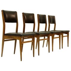 Italian Vintage Black Dinning Chairs, 1960s, Set of Four