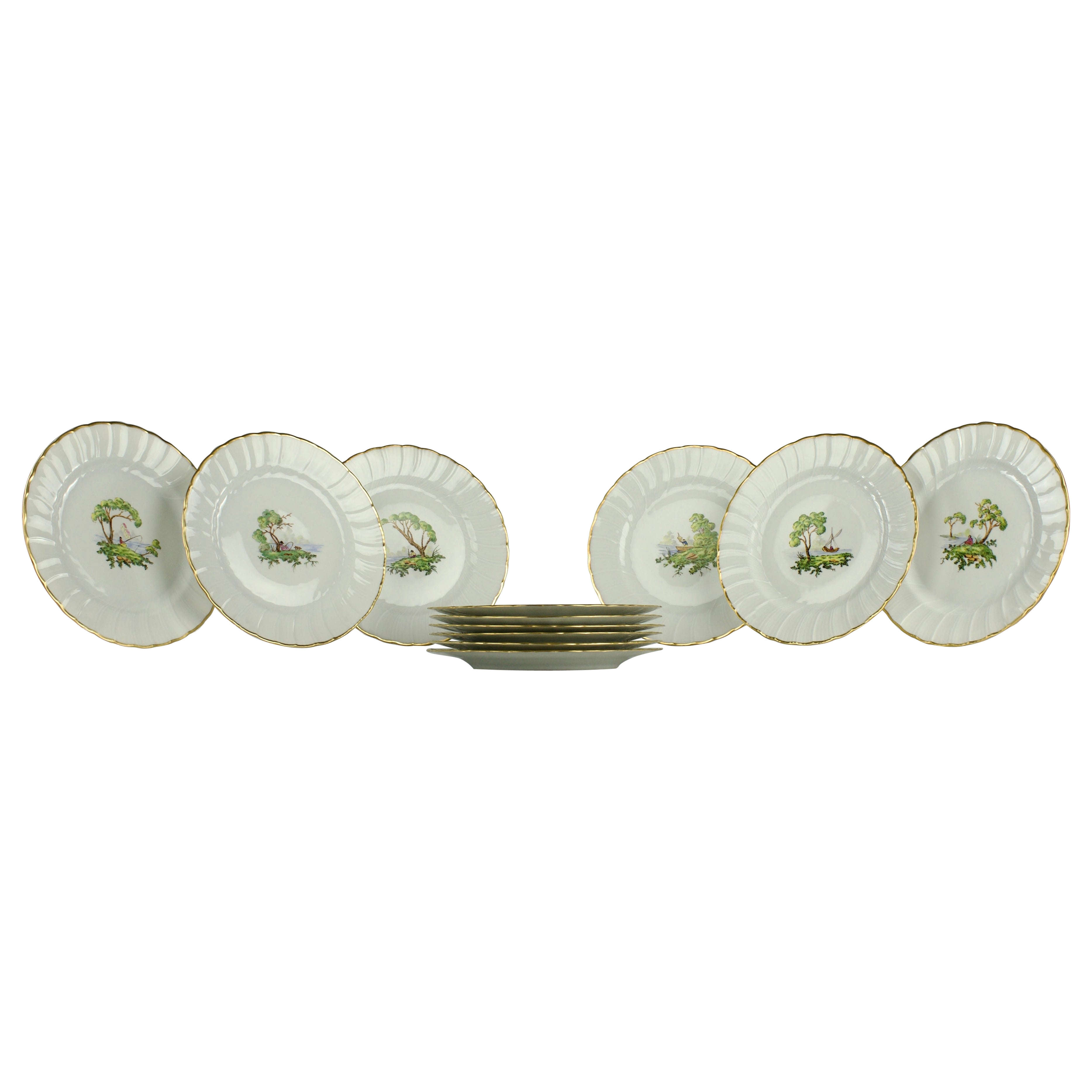 Bernardaud x Au Vase Etrusque, Platos de postre "Verlaine" (6), Francia 1900s en venta