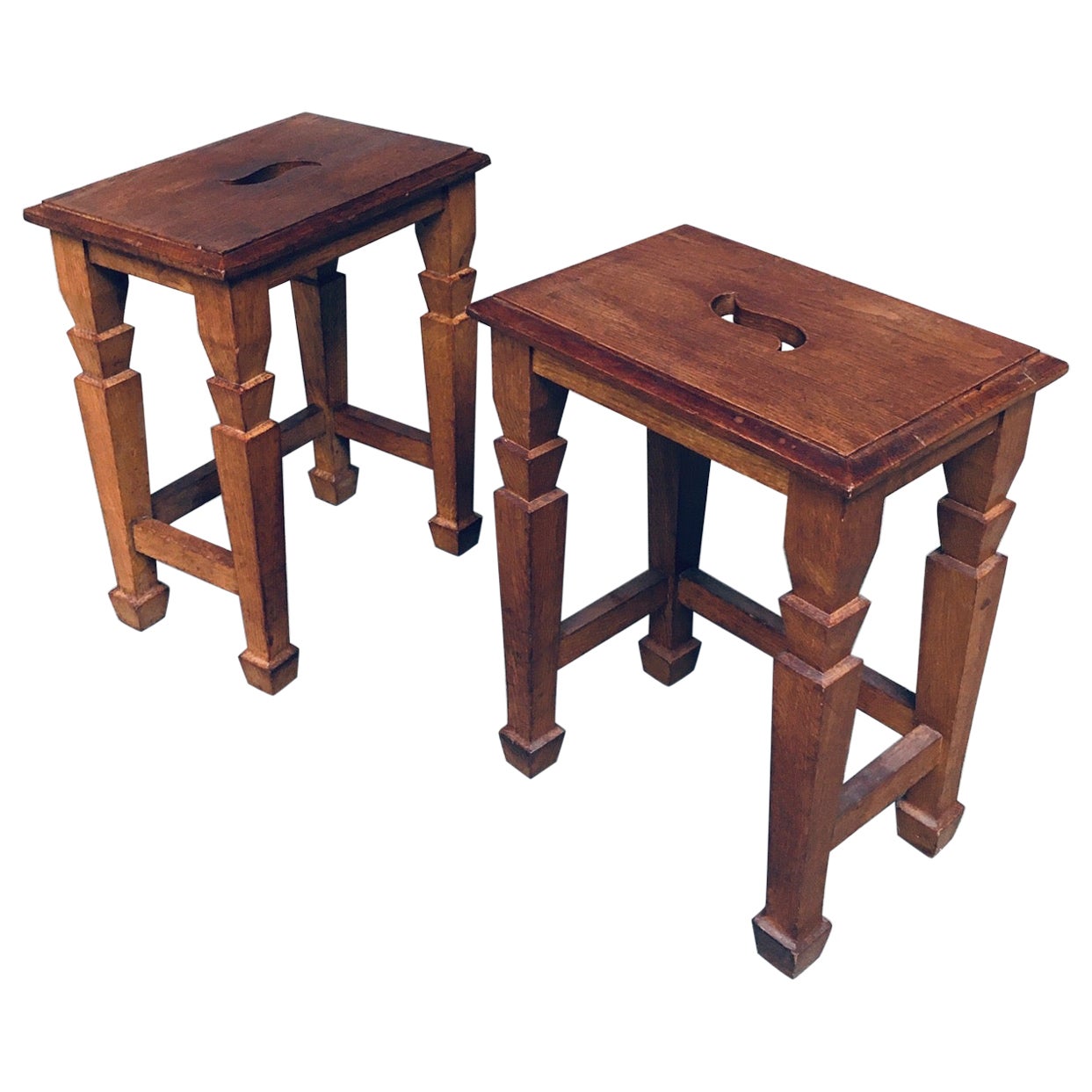 Art Deco Design S Handle Stool set, Netherlands 1930's