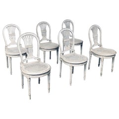 Vintage Louis XVI Design Style Dining Chair set Model Fer à Cheval, France 1940's