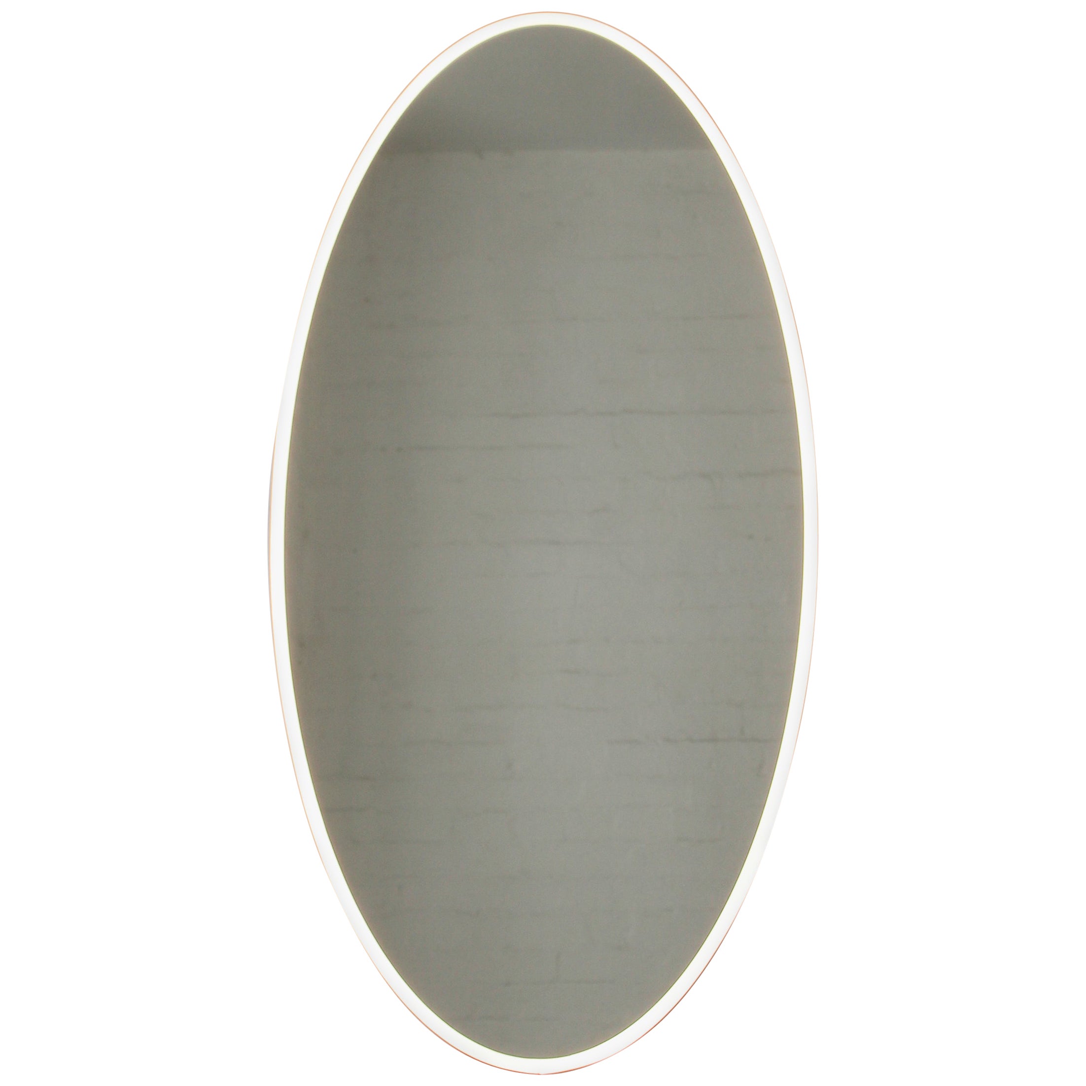 Ovalis Oval Front Illuminated Contemporary Mirror with Brass Frame, XL