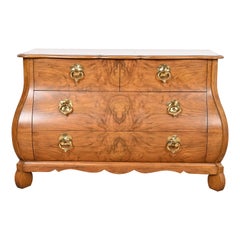 Baker Furniture Louis XV Burled Walnut Bombay Chest or Commode
