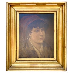 Antico dipinto italiano a olio su tela raffigurante un ragazzo, inizio XX secolo