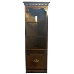 Used Colonial Style 4 Tier Oak Cupboard Corner Display Cabinet w/ Light