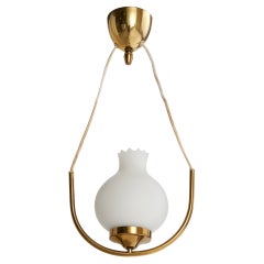 Schwedische Designer-Hängelampe, Messing, Glas, Schweden, 1950er Jahre