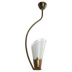 Austrian Designer, Pendant Light, Brass, Glass, Austria, 1950s