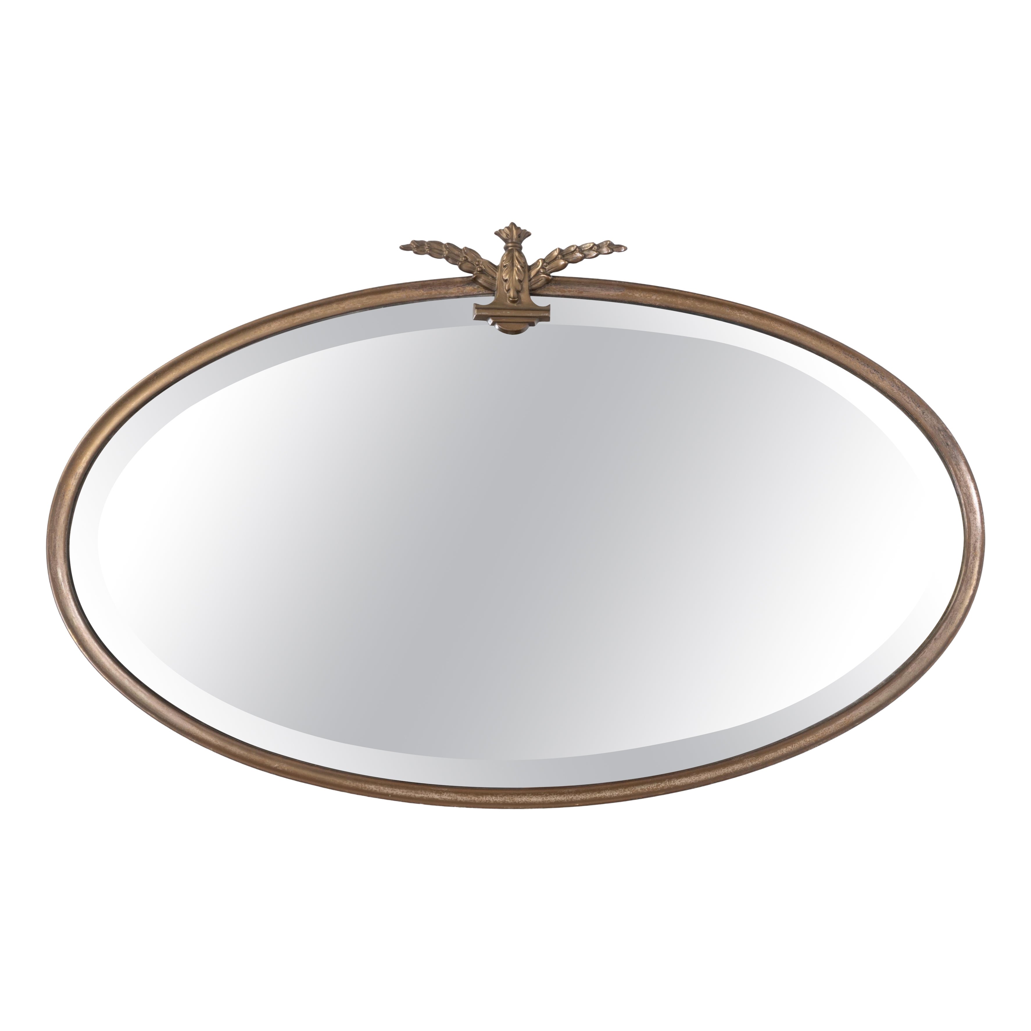 Antique English Art Deco Oval Mirror C.1920