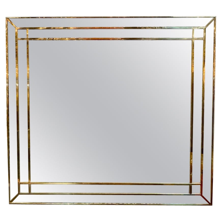 Modern Designer Italian Brass Mirror For Sale
