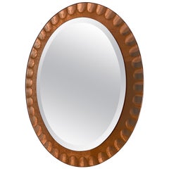 Wall Mirror by Cristal Art, Torino, circa 1960 pink Glass Midcentury