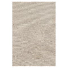 Rug & Kilim’s Square Rug with Textured Monochrome White Striae