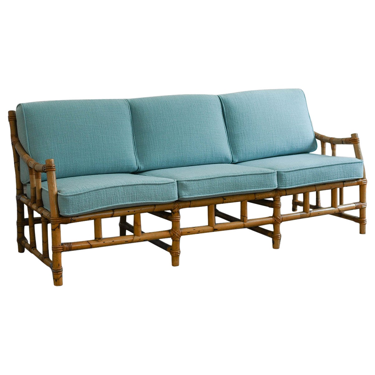 Natural Finish Bamboo Sofa, 1980s