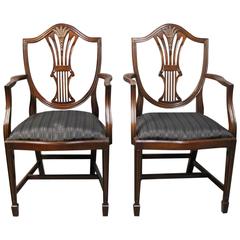 Antique Hepplewhite Armchairs in Mahogany from England, 1920s