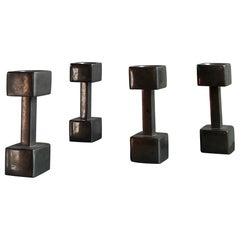 Set of four pewter candlesticks by Astrid Fog for Just Andersen, Denmark 1960’s.