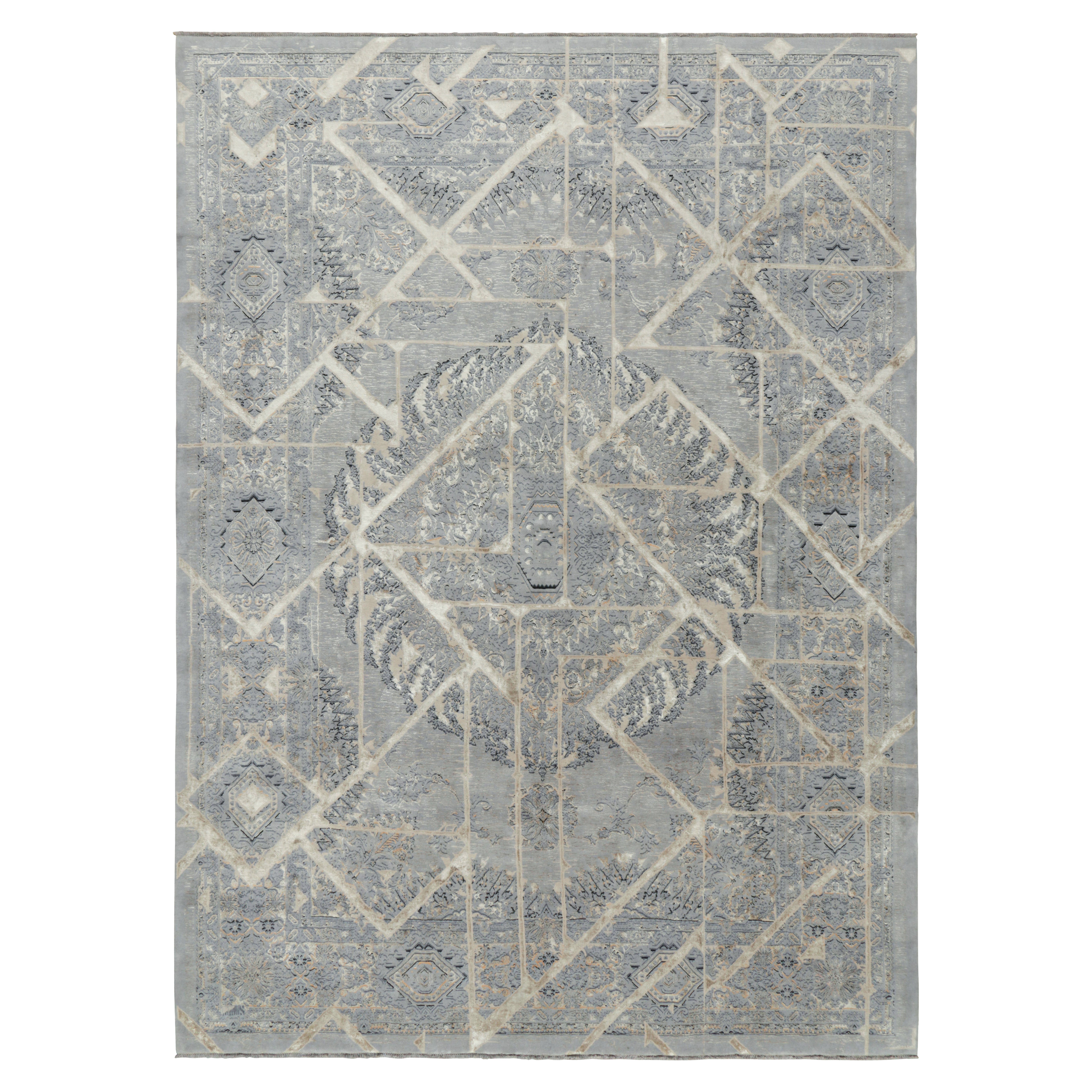 Rug & Kilim’s Contemporary Rug With Gray Medallions & Geometric Patterns “Kian”