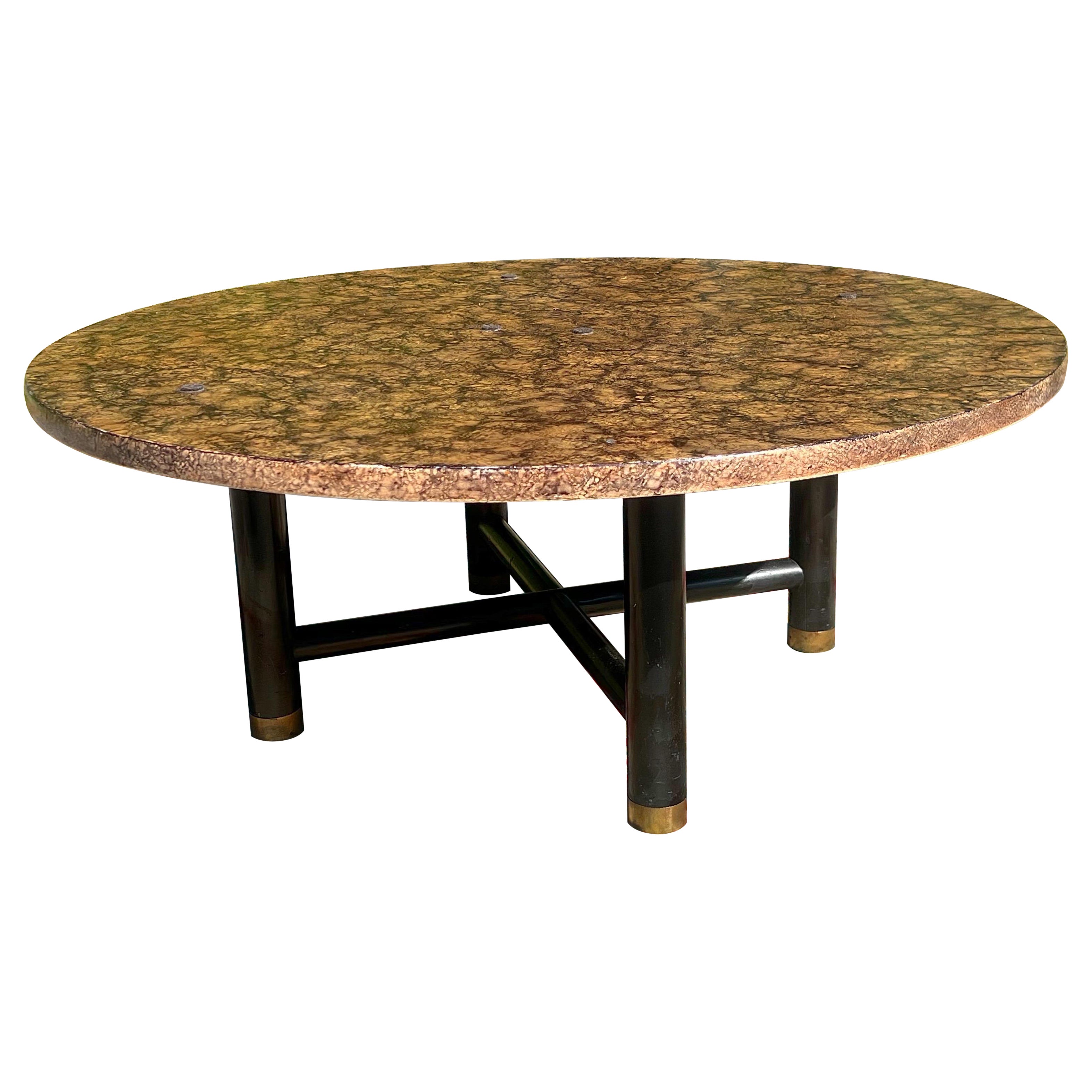 1970er Henredon Faux Schildkröte Shell Runde Couchtisch