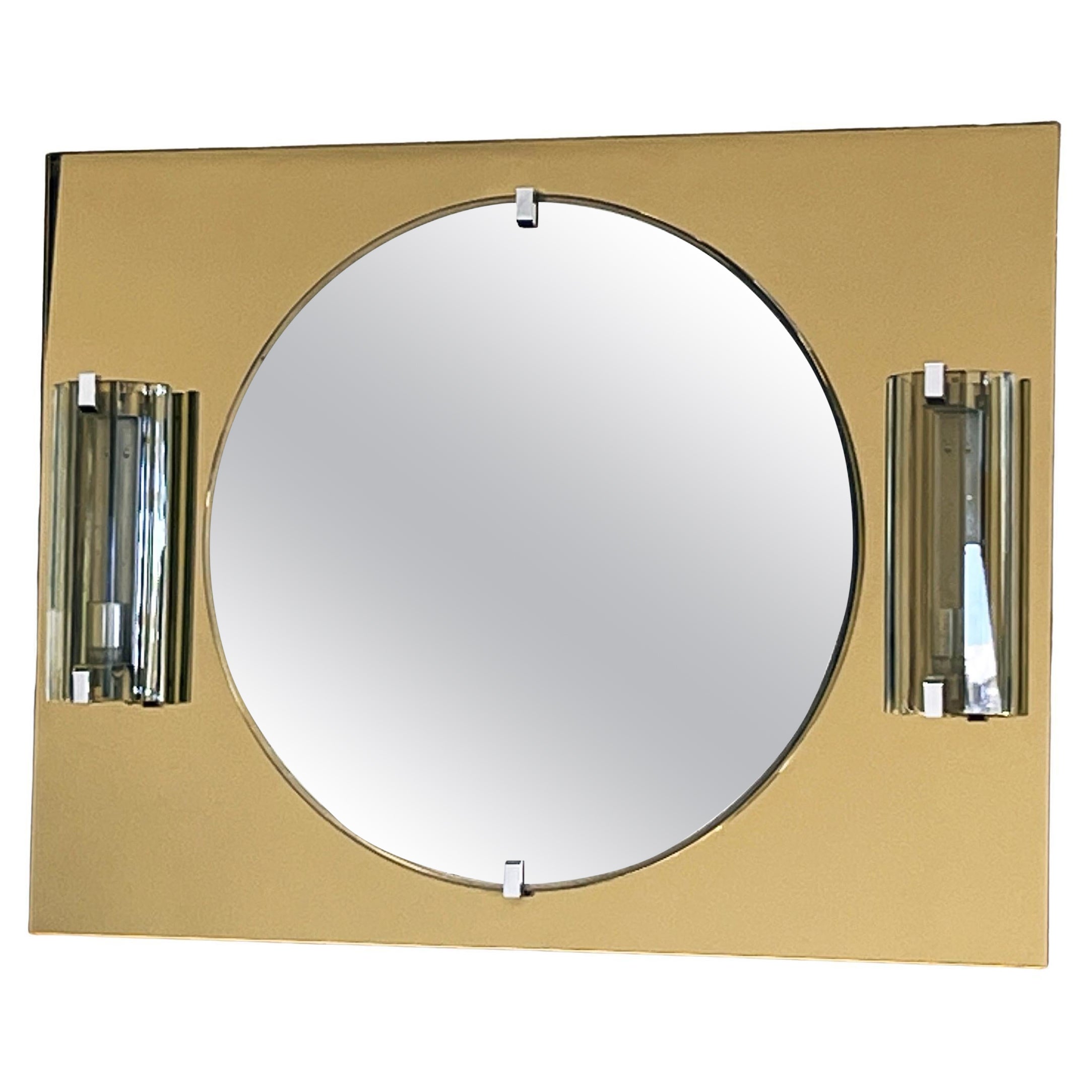 Miroir de coiffeuse ou d'entrée italien avec appliques de Murano, années 1960, Veca