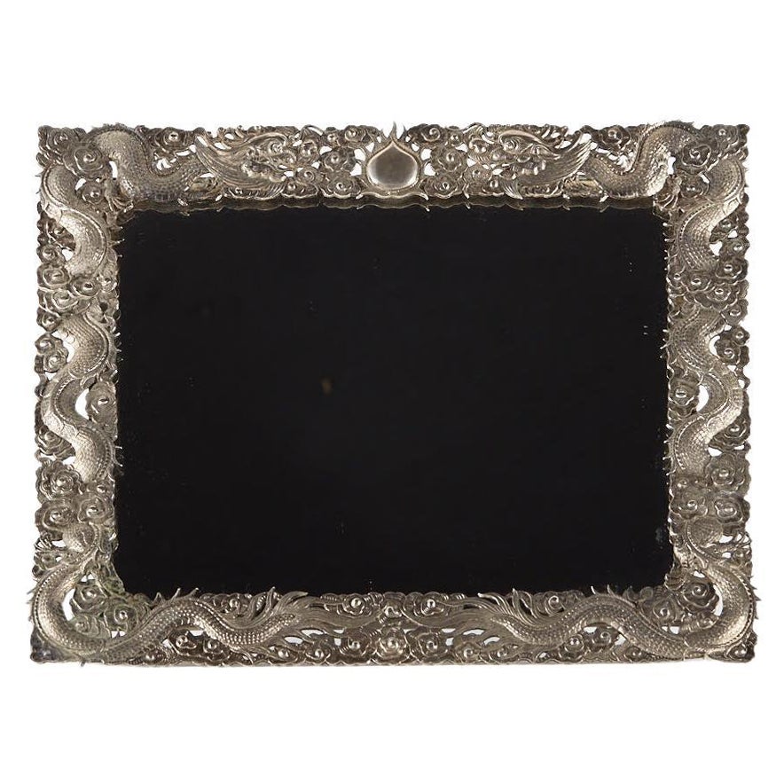 Miroir de table en argent, Art of Asia, 19e siècle. en vente