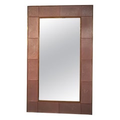 Murano Pink Art Glass and Brass Mid-Century Italian Console Wall Mirror, 2020