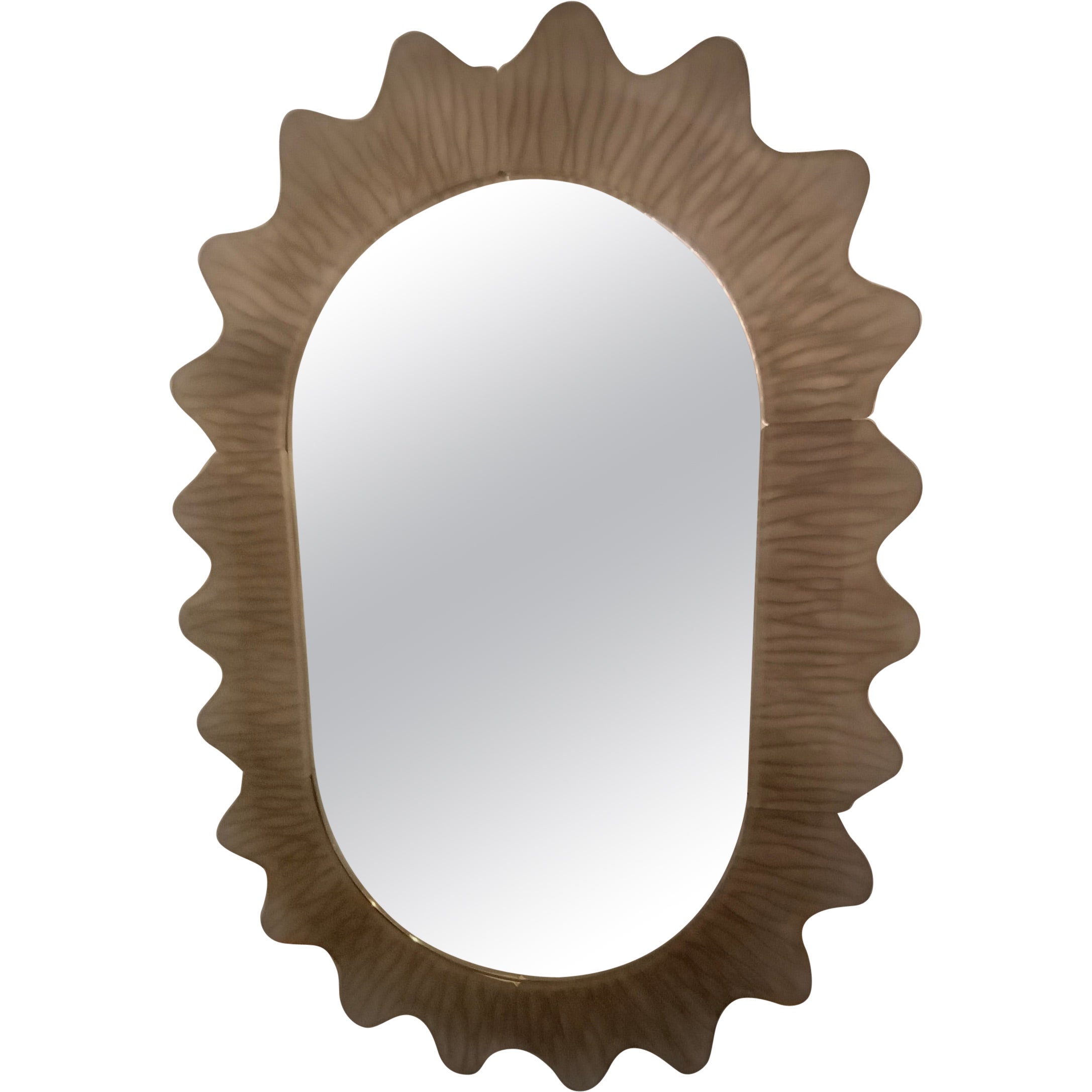 Murano Fume' Art Glass and Brass Italian Console / Wall Mirror, 2020