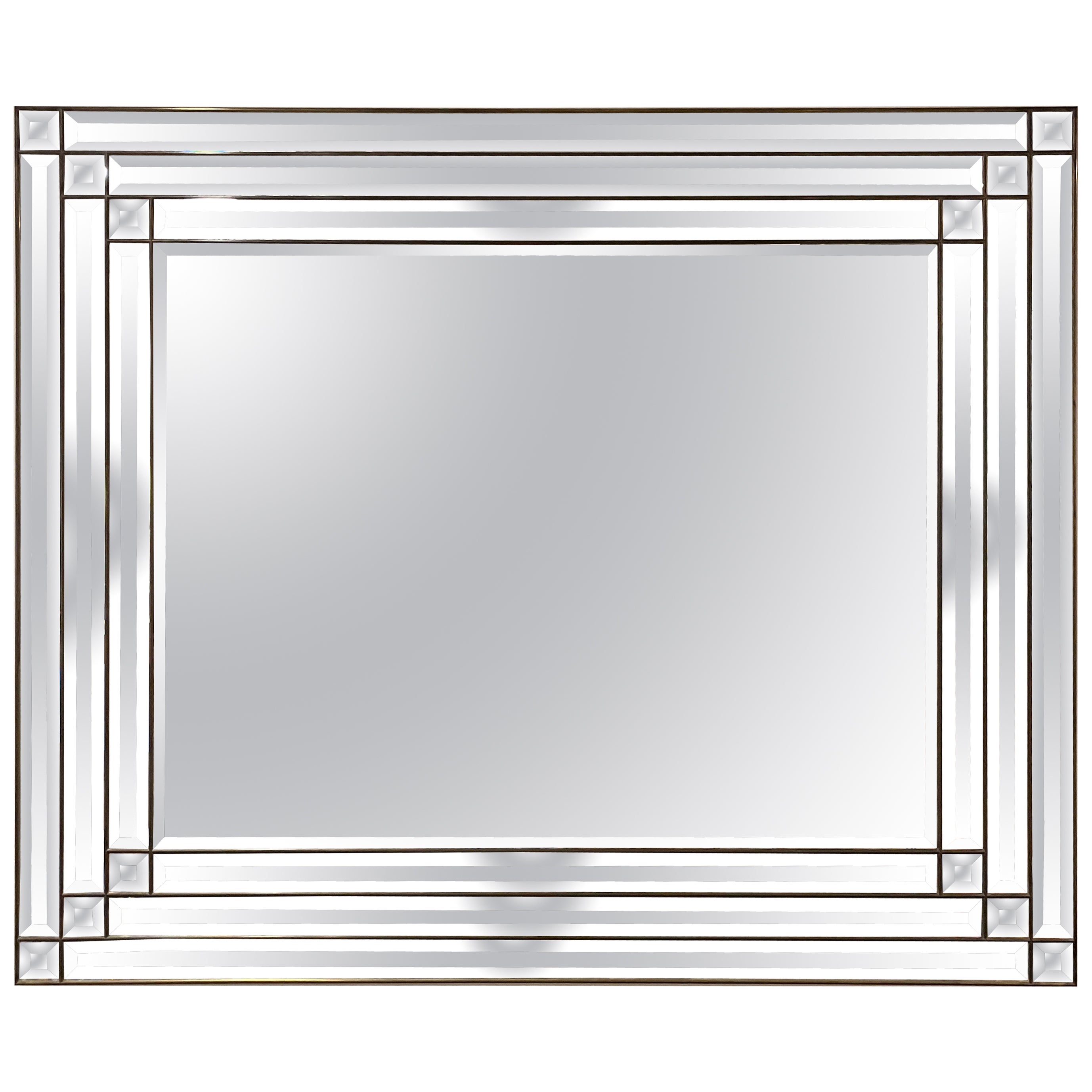 Miroir biseauté en bronze de Labarge, milieu de siècle