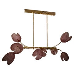 Murano Art Glass and Brass Pink Color Mid-Century Chandelier and Pendant, 2020