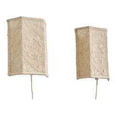 Swedish Designer, Wall Lights, Fabric, Sweden, 1960s