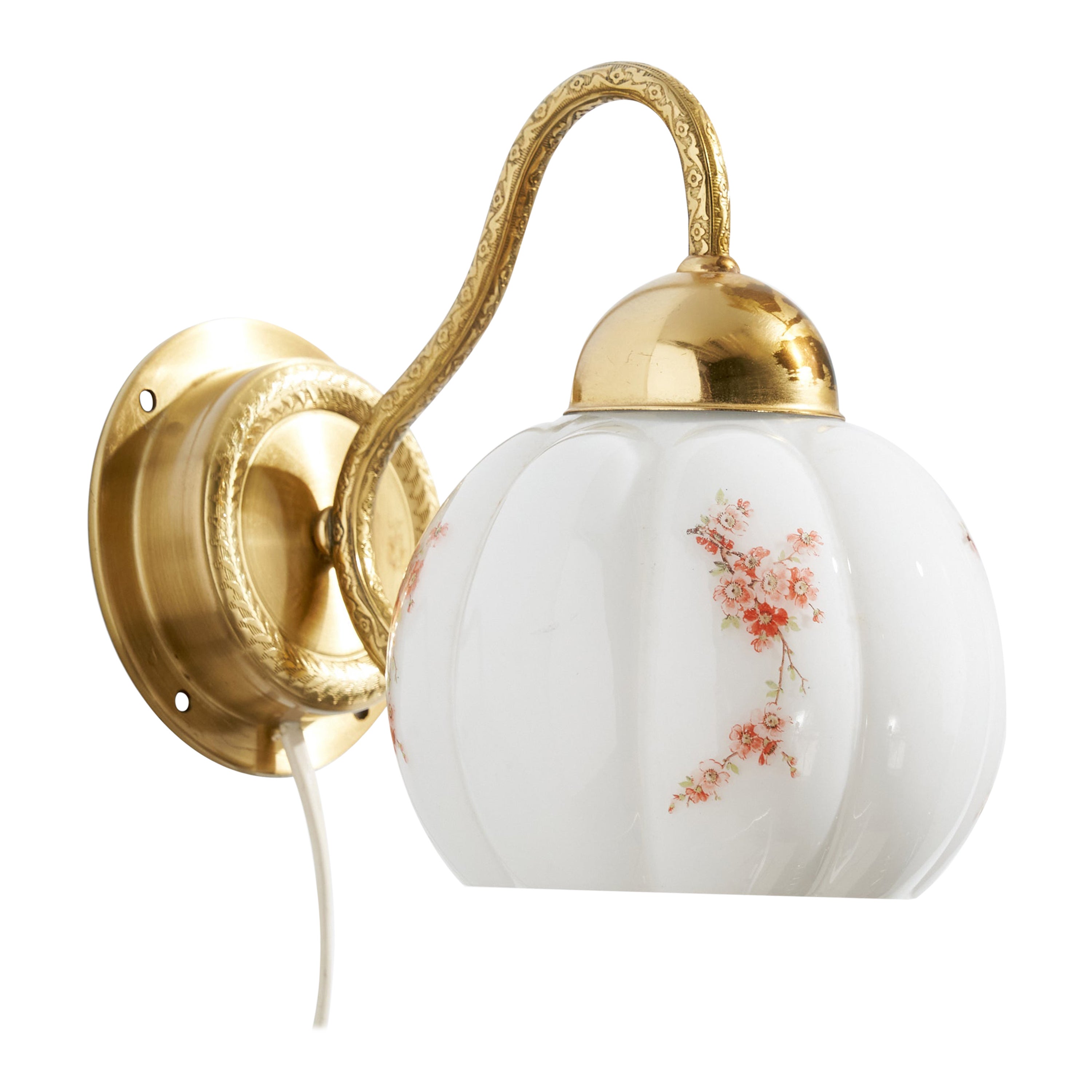 C.E. Fors, Wall Light, Brass, Glass, Sweden, 1970s
