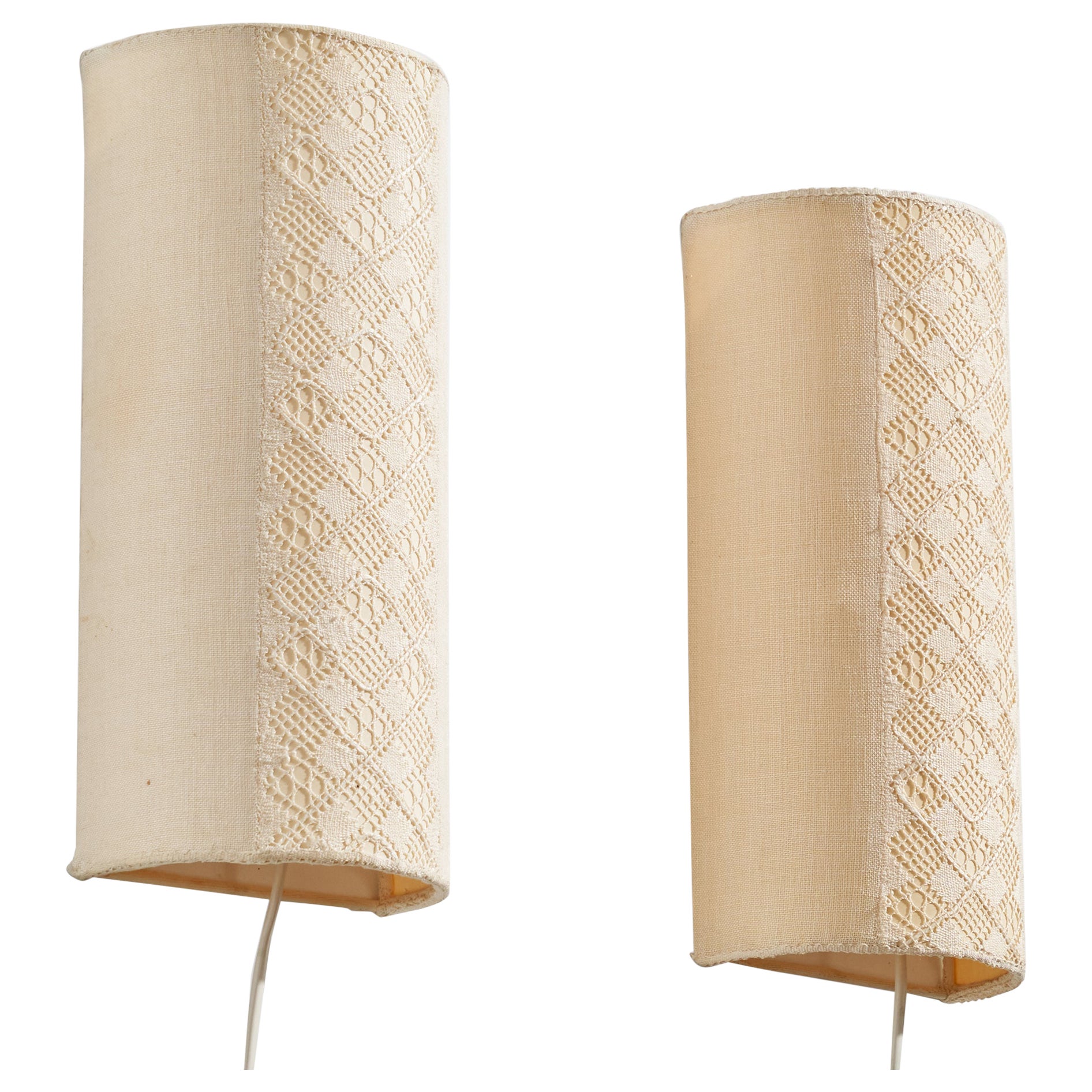 Schwedischer Designer, Wall Lights, Stoff, Schweden, 1970er Jahre