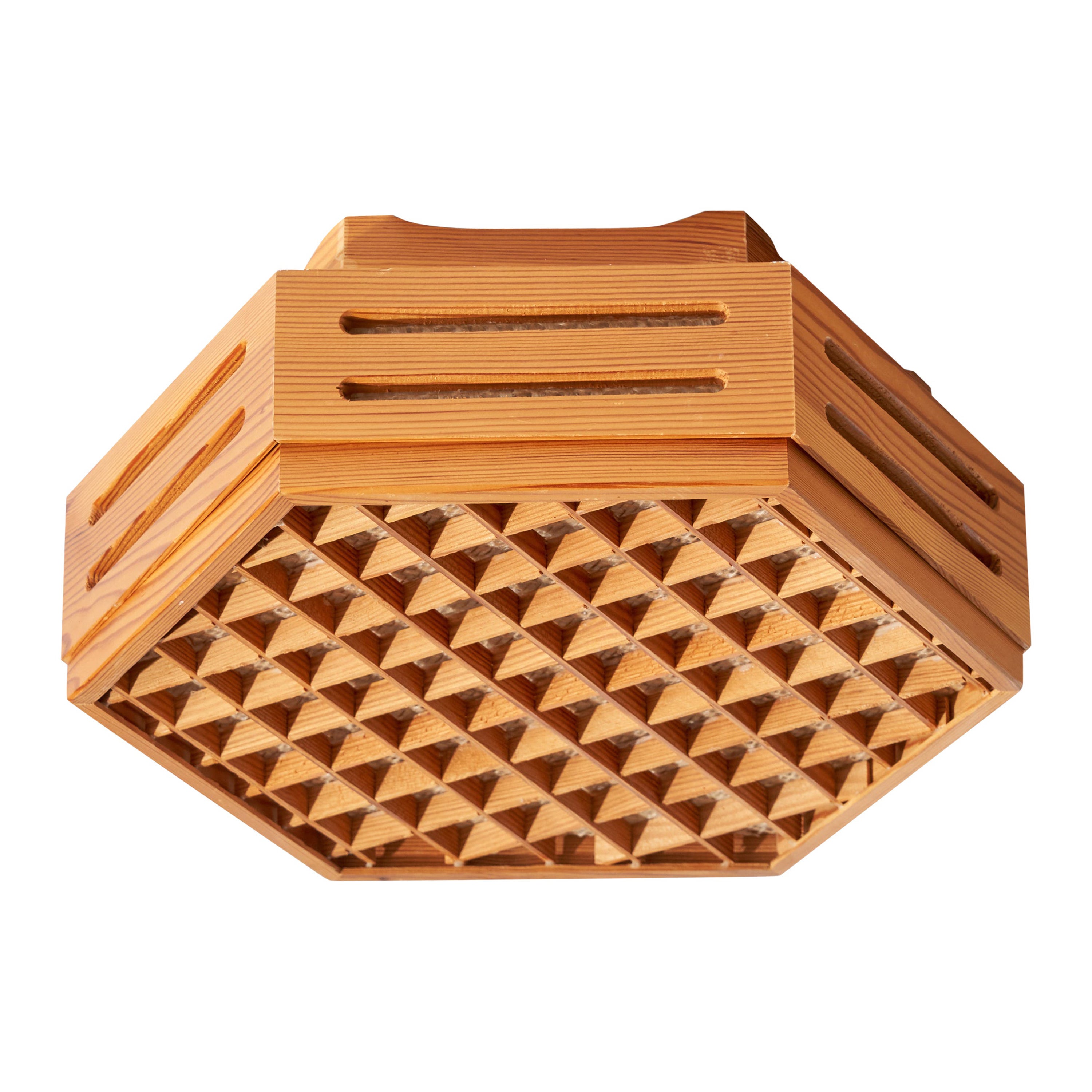 Schwedischer Designer, Einbaubeleuchtung, Kiefernholz, Raffia, Schweden, 1970er Jahre