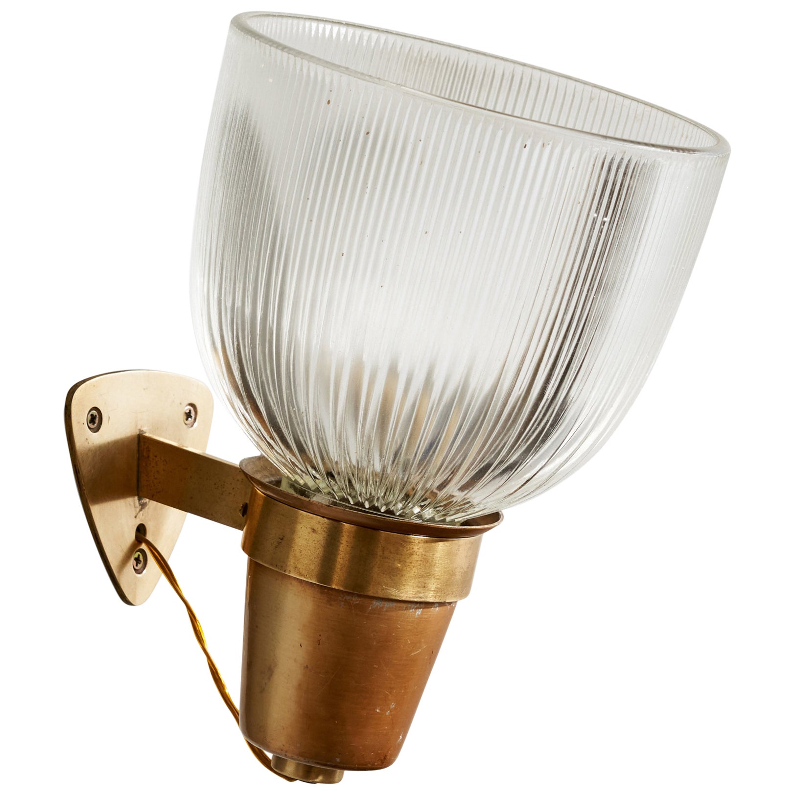 Ignazio Gardella, Wall Light, Brass, Glass, Copper, Italy, 1960s