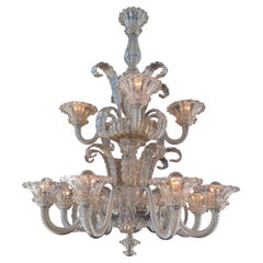 Wonderful Pair Mid Century Murano Large Seguso Smoke Glass 2 Tier Chandeliers