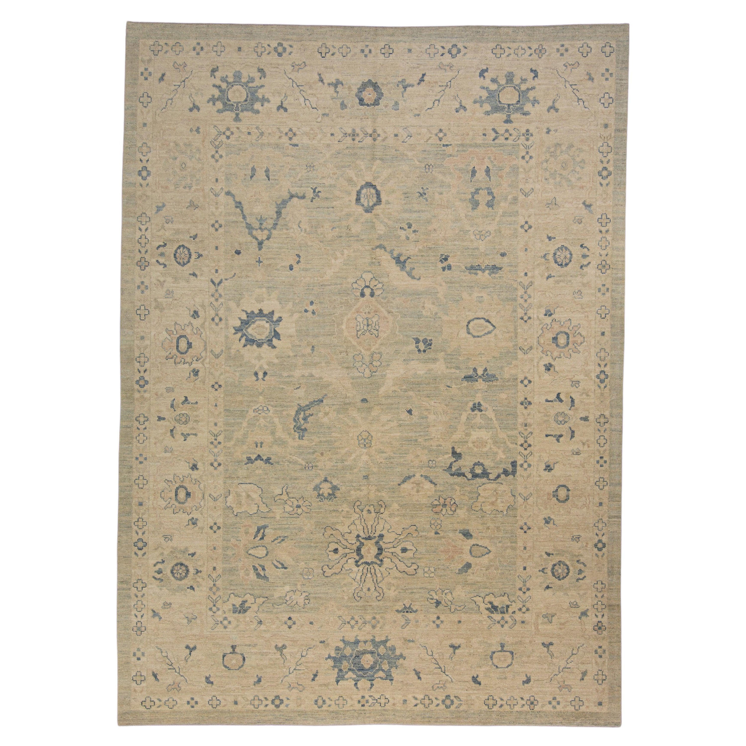Turkish Oushak Rug 9'3" x 12'9" #15091 For Sale