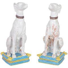 Larger than Lifesize Pair of Italian Terra Cotta Greyhounds, Huge and Fantastic