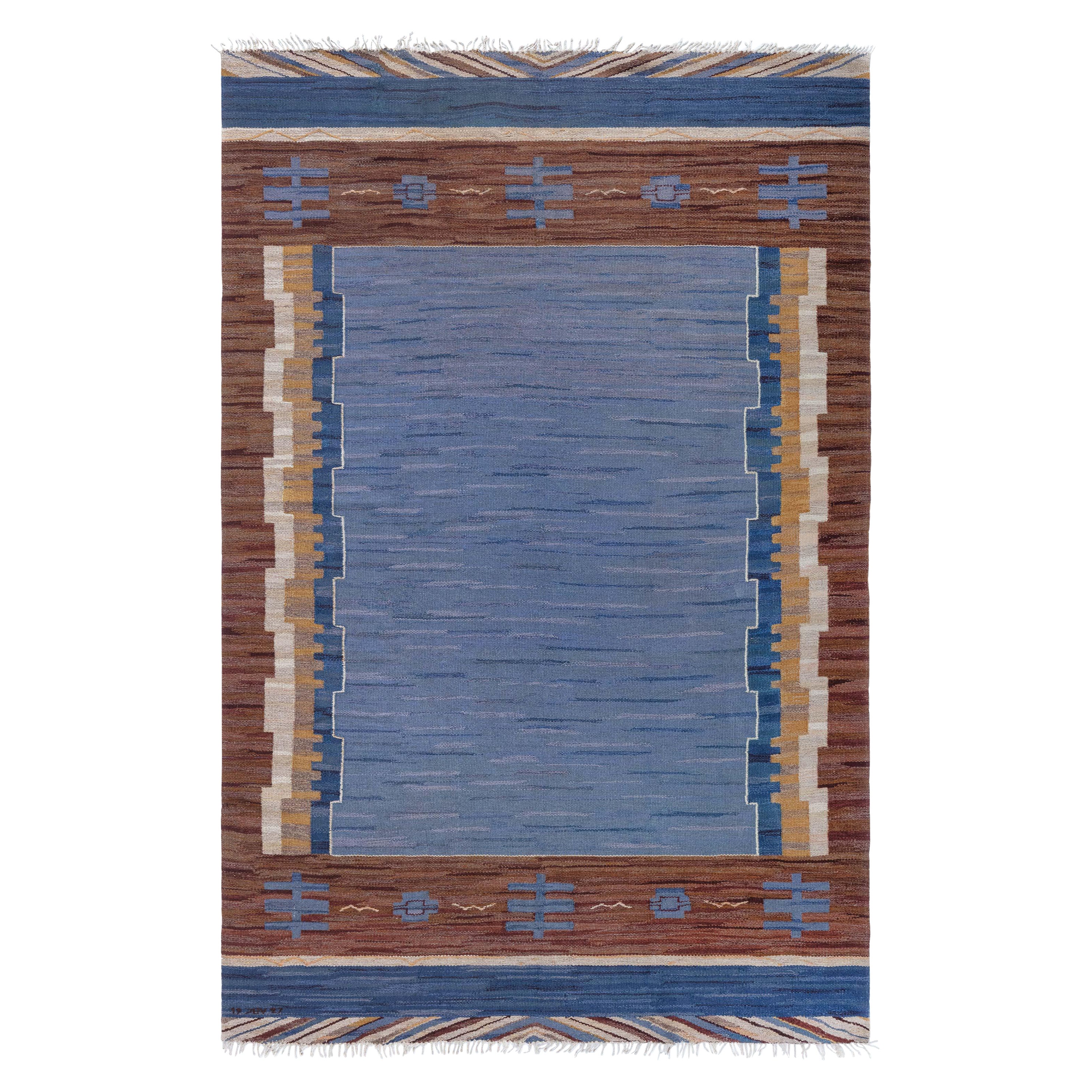 Doris Leslie Blau Vintage Swedish Flat Woven Rug by Johanna Bruns