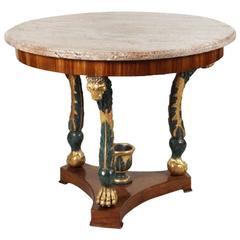 Antique Early 19th Century Empire Swedish or Baltic Giltwood and Painted Mahogany Marble