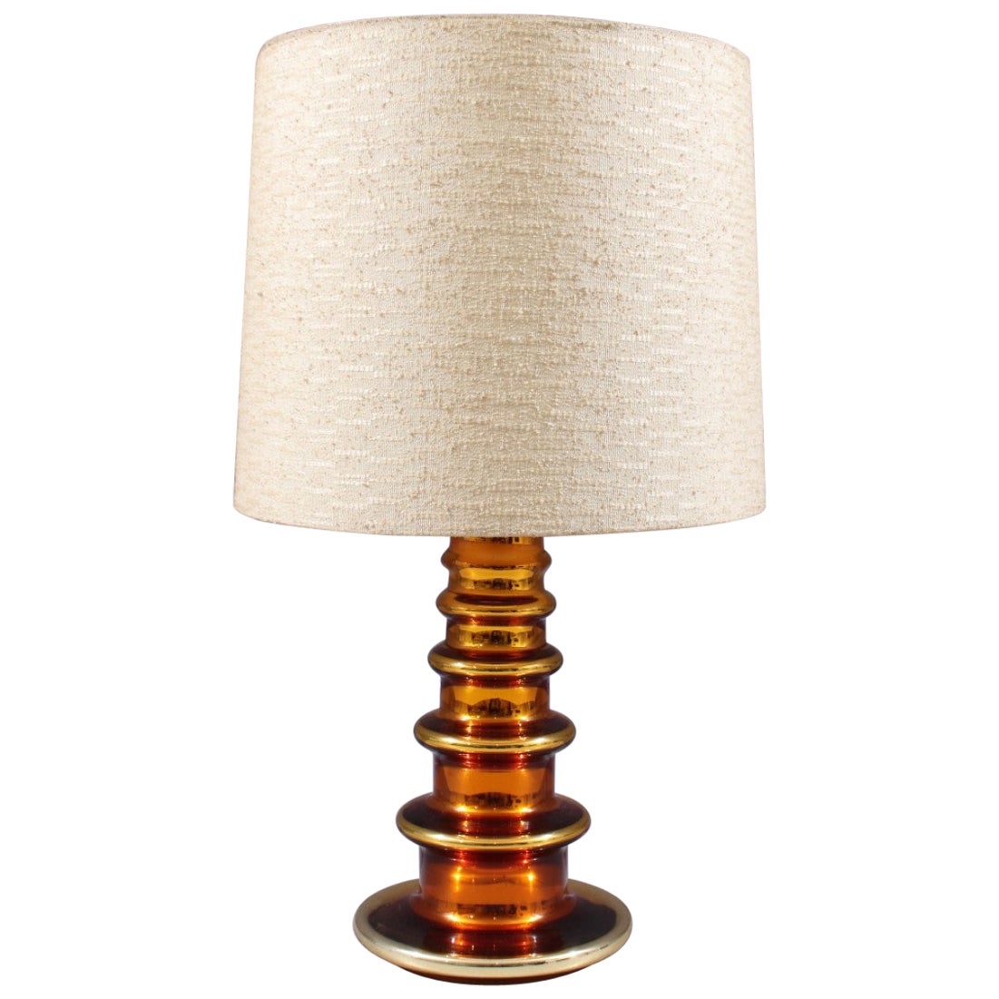 Lampe de bureau en verre ambré métallisé de Gustav Leek pour Orrefors, années 1960