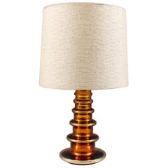 Metallic Amber Glass Table Lamp by Gustav Leek for Orrefors, 1960s