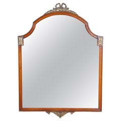 Vintage French Louis XV Neoclassical Style Mahogany Wall Hanging Vanity Mirror