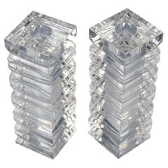 Modernist Crystal Candleholders, Set of 2