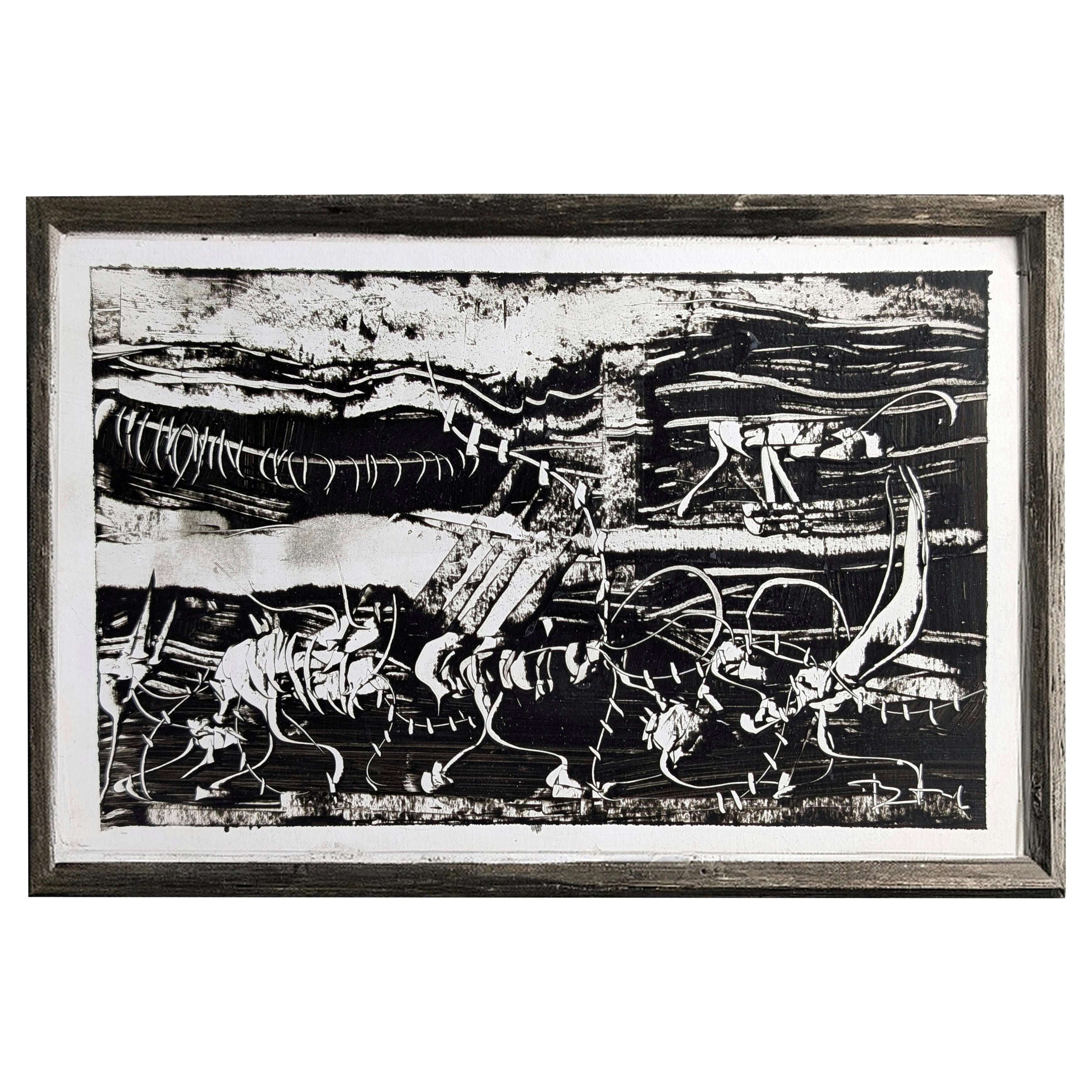 Composizione astratta di José Benítez Montilla, olio su carta, 2005