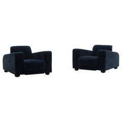 Set of 2 large Mohair Art Deco club chairs, France 1930s.
