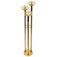 Midcentury Floor Lamp Brass and Murano Glass Mazzega Style, Italy 1970s