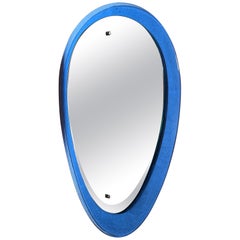 Italienischer elektrischer blauer elektrischer Tropfenspiegel von Cristal Arte, 1960