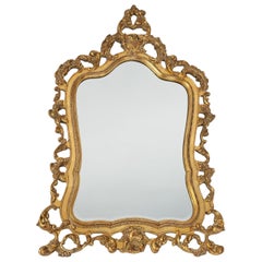 Large baroque 20th century mirror in gilded wood, France ca. 1950