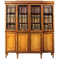 Antique Satinwood Breakfront Bookcase 7