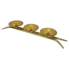 43cm Modernistischer Auböck Stil Brutalistischer Kerzenständer aus Messing, Österreich 1950er Jahre